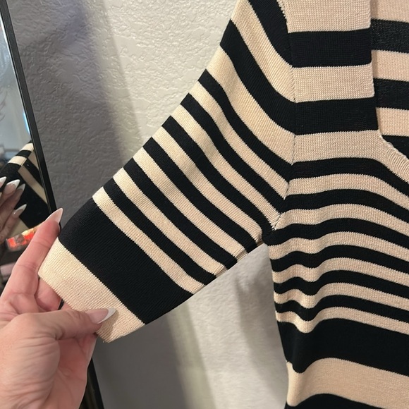 Yuna Black and Cream Striped Dress - Picture 3 of 4